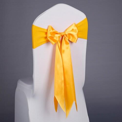 Many Colors 10pcs/lot Home Satin Bow Tie Ribbon Chair Sash Band For Wedding Party Hotel Banquet Decoration