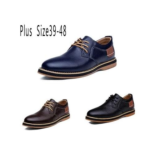 Men Oxfords Genuine Leather Dress Shoes Brogue Lace Up Mens Casual Shoes Luxury Brand Moccasins Loafers Men Plus Size 38-48
