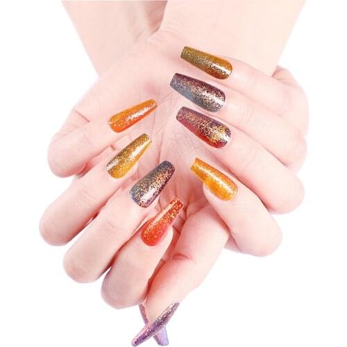 Fake Nails Medium and Long Water Color Nail Stickers Finished Nail Stickers 24 Nail Stickers With Glue NE