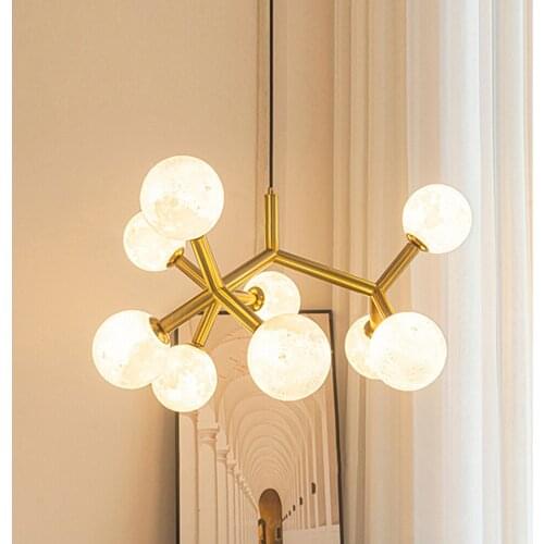 Nordic planet chandelier 3D Printing Moon glass ball light Minimalist Indoor Deco Hotel Bar Designer Home children chandelier