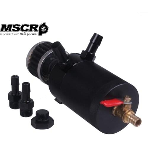 New Billet Aluminum Baffled 3/8" NPT Inlet Outlet 2-Ports /3-Ports Oil Catch Can Tank with Breather Filter Engine Oil Separator