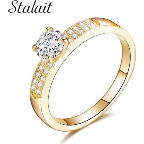 New Gold Micro Wax Inlay White Square Natural Zircon Rings Women Wedding Party Luxury Fine Cute Trendy Jewelry