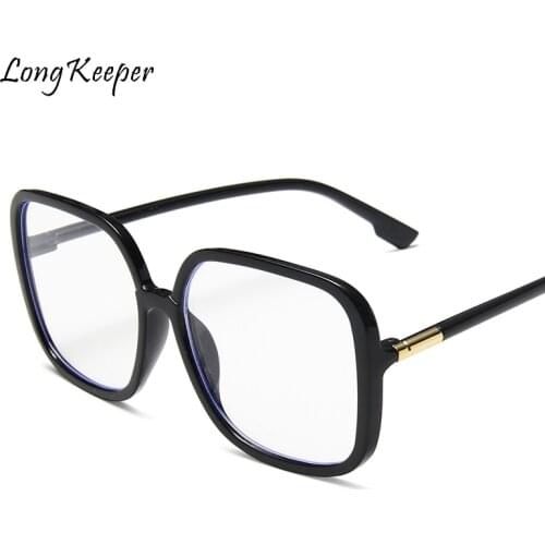 LongKeeper Women Anti-blue Light Glasses Frame Oversized Square Eyeglasses Vintage Nerd Glasses Optical Spectacle Frame UV400