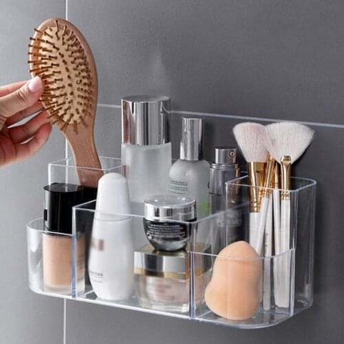 Large Capacity Transparent Cosmetic Storage Box Wall Mounted Makeup Tools Holder Storage Rack, Bathroom Sundries Organizer Case