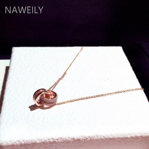 New Fashion Trendy Circle Necklace With Rhinestone Classic Pendant Clavicle Short Necklaces For Women Fine Gift Jewelry