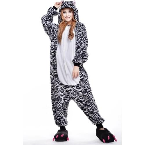 Zebra Unisex Adult Pajamas Cosplay Onesies Cartoon Animal One-Piece Sleepwear Pyjamas Christmas Halloween Costume