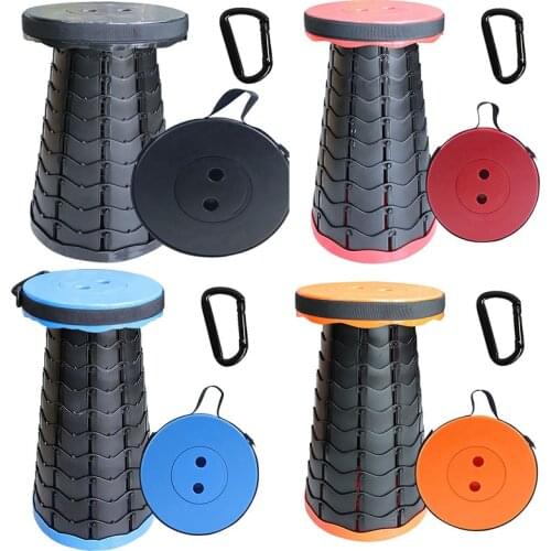 Portable Telescopic Stool Folding Stool for Outdoor Camping Fishing Hiking Travel Queuing Gardening Four Colors