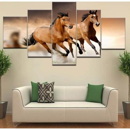 Wallpaper HD Running Horse For Vastu High Quality Wall posters 5 Panel HD Art Print For home living room decoration