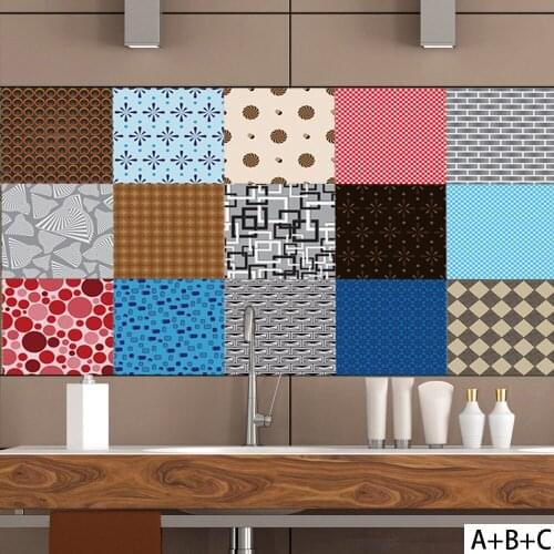 Retro stitching style PVC retro living room bedroom wallpaper wall sticker kitchen oilproof sticker bathroom waterproof sticker