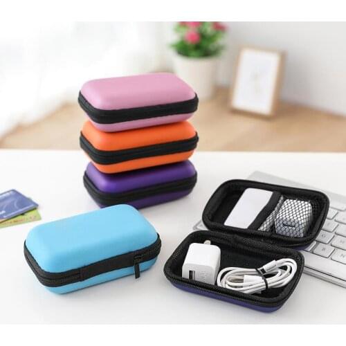 Cute Earphone Storage Bag Data Cable Charger Storage Box Size Mini Coin Purse Drop-Resistant Portable Protective Case