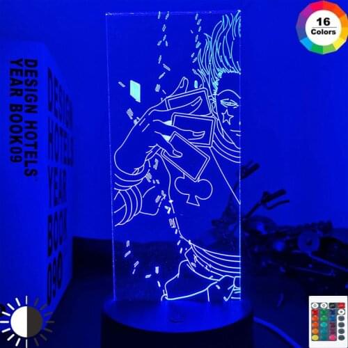 LED Color Changing Nightlight Acrylic 3d Night Light for Kids Light Anime Hunter X Hunter Hisoka Lamp Gift Bedroom Decoration