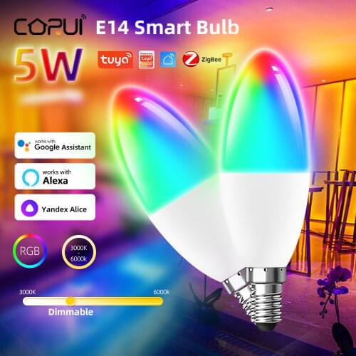 YANDHI Tuya Smart 10W E27 Zigbee 3.0 LED Light Bulb Via Smart Life APP Control RGB+W+C Dimmable Lamp Work with Alexa Google Home
