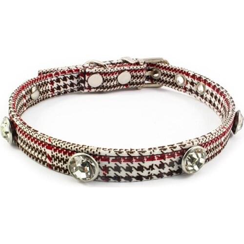 Houndstooth Rhinestones Cat Collar Fashion Retro Collar For Cats Kitten Puppies Pup Cat Supplies Accessories For Pet Puppy