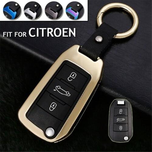 Zinc Alloy Smart Remote Car Key Case Protector Cover For Peugeot 308 508 3008 Citroen C3 C4 C5 Accessories Keychain Shell