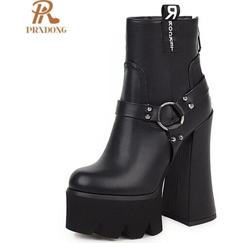 Retro Genuine Leather Women Ankle Boots New Buckle Round Toe High Heels Office Lady Mature Autumn Winter Shoes Woman Big Size 43