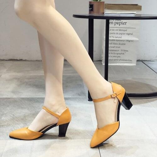 2020 spring Women Fashion High Heel Shoes Comfortable Flock Buckle Footwear Women Pumps Female Sandals Party Wedding Shoe U22-59