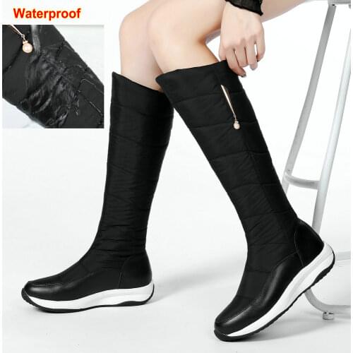 Womens Waterproof Snow Boots Mid-Calf Non-slip Winter Warm Cotton Down Shoes High Rain Boots Ladies 2020 British Drop Shipping