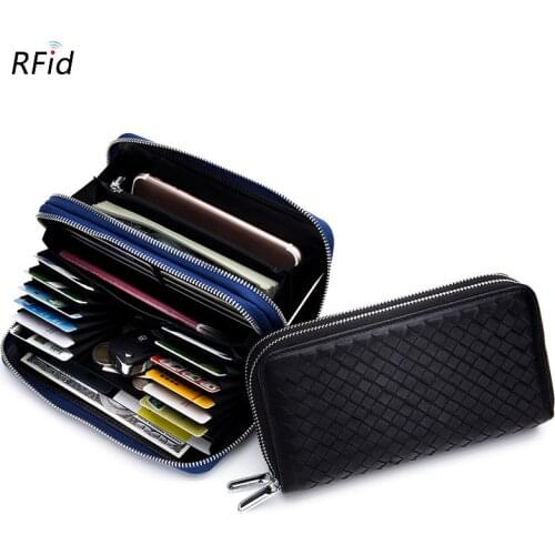 Womens Wallet Genuine Leather Wallet Rfid 24 Card Holders Coin Purse Zipper Wallet For Women Кошелек portemonee vrouwen