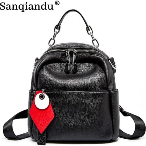 2021 New Genuine Leather Small Backpack Wome Backpack School Bags for Teenage Girls Backpacks Travel Bagpack mochila sac a dos