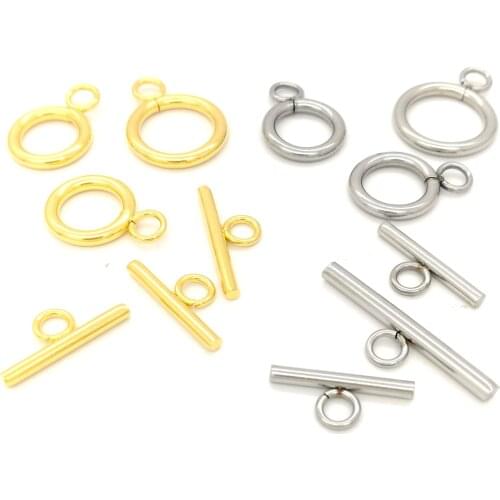 100% Stainless Steel Toggle Clasps Hooks Connectors For Bracelets Necklace Jewelry Findings Silver Color/Golden Wholesale 100pcs