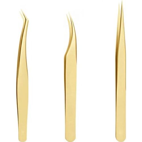 12Set/Lot 3Pcs/Set False Eyelash Tweezers Grafting Curler Color Dolphin Gold Feather Clip High Precision Flower Clipper HA2295