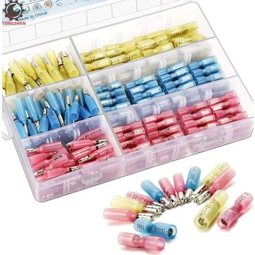 132PCS Heat Shrink Bullet Connectors Heat Shrink Terminal Insulated Butt Electrical Splice Wire Connectors Wire Splice Connector