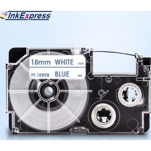 18mm XR-18WEB Tape For CASIO Tape XR-18WEB Label Blue on White Printer Ribbon For CASIO Label Maker KL-120 KL-130 XR 12WE