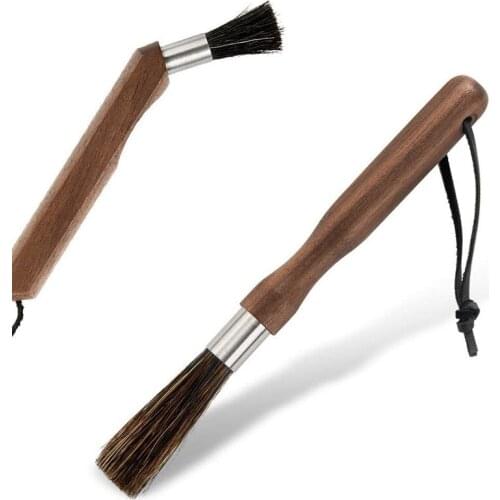 2 Pcs Coffee Grinder Cleaning Brush with Natural Bristles Lanyard,Coffee Machine Brush Cleaner Tool for Barista