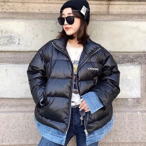 2019 winter fashion newest women down duck coat female padded loose black matching jean girl hatless all-match