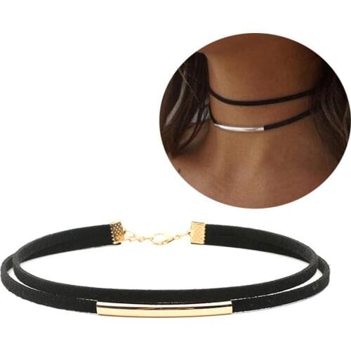 2020 Fashion Black Velvet Choker Necklace Gothic Women Double Layer Arc Charm Collar Short Necklace Choker Jewelry Gifts