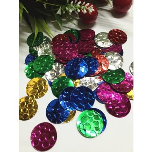 50g Large Round Sequins 20mm PVC Dot Round Paillette Belly Dance Scarf Coin Decoration With 1 Side Hole Mix Colors
