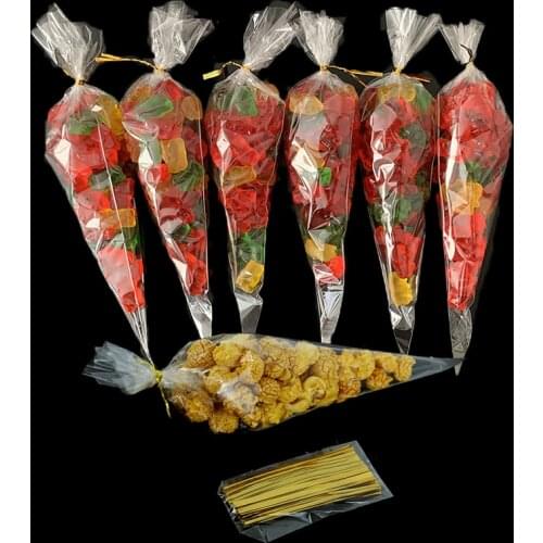 50Pcs/Set Transparent Candy Packing Bags DIY Candy Bag Wedding Birthday Party Decoration Cellophane Packing Bag Small Gift Pouch