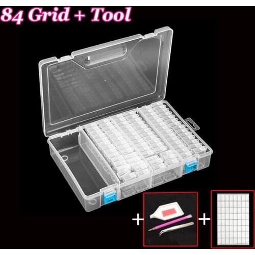84/112 lattices Adjustable diamond painting tools Plastic Storage Box diamont Storage Box for Diamond Embroidery Craft Bead