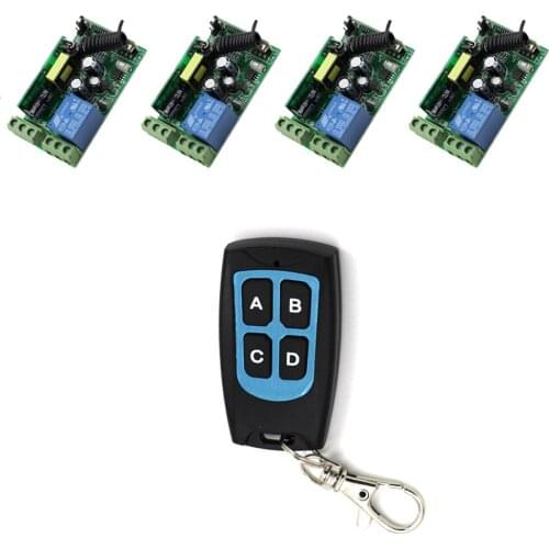 AC 85V 110V 220V 250V Wireless Remote Control Switch 10A Relay 1CH 4pcs Wide Voltage Receivers With Transmitter Waterproof Hot