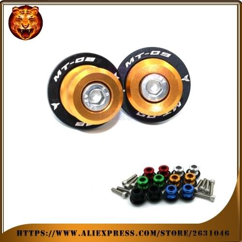 For Yamaha MT-09 MT09 Tracer LOGO Motorcycle CNC Aluminum Swingarm Spools slider 0.236inch stand Screws Free Shipping