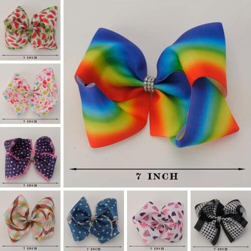 5pcs/lot 7 " lively pattern Hair Bow With alligator Clip For Girls Diamond Knot Hair Clips Acceessories For Girl