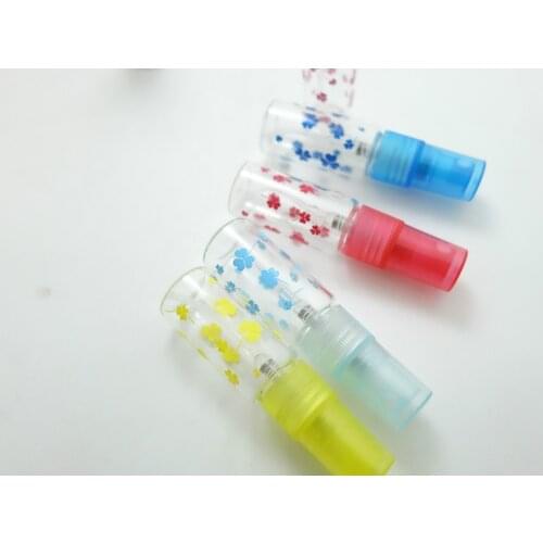 Free shipping by dhl 5ML 5G Colorful Clover Leaf Printing Clear Refillable Perfume Spray Empty Glass Bottle Atomizer lin3276