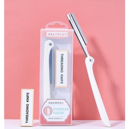 Safe Eyebrow Trimmer Foldable Stainless Steel Razor Professional Facial Hair Remover Shaver Woman Makeup Tools E1007