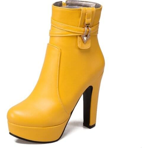 Big Size 9 10 11 19 boots women shoes ankle boots for women ladies boots shoes woman winter Solid color round head side zipper