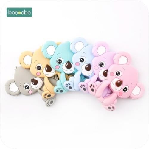 Bopoobp Baby Silicone Teething Accessories 1pc Koala BPA Free Teether Can Chew Pram Toy Handmade DIY Nursing Necklace Pendant