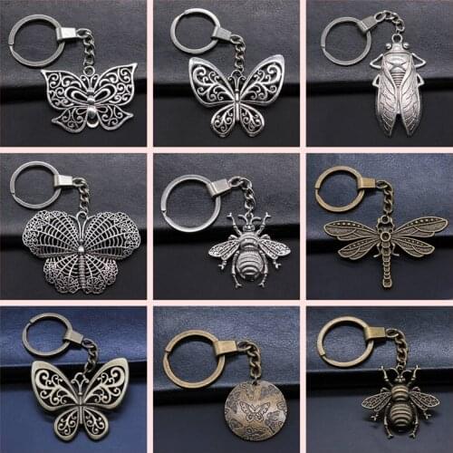 1 Pieces Keychain Bee Butterfly key chains fashion hot sale keychains for women keyring keychains for women