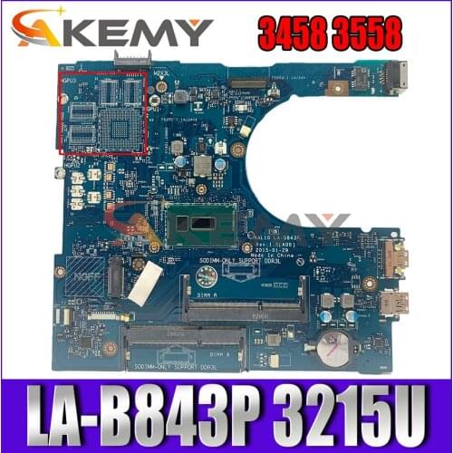 FOR Dell Vostro 3458 3558 Laptop Motherboard AAL10 LA-B843P 3215U VGAport CN-08253X 08253X 8253X Mainboard notebook PC 100%test