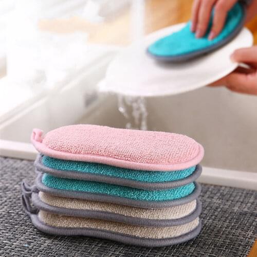 Double-sided Sponge Wipe Cleaning Pots and Bowls Reusable and Easy To Absorb Water with Lanyard Kitchen Cleaning Tools