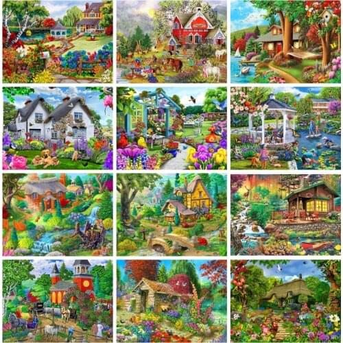 EverShine Diamond Painting Landscape Cross Stitch Diamond Mosaic Garden Picture Rhinestones Art Bead Embroidery Home Decor