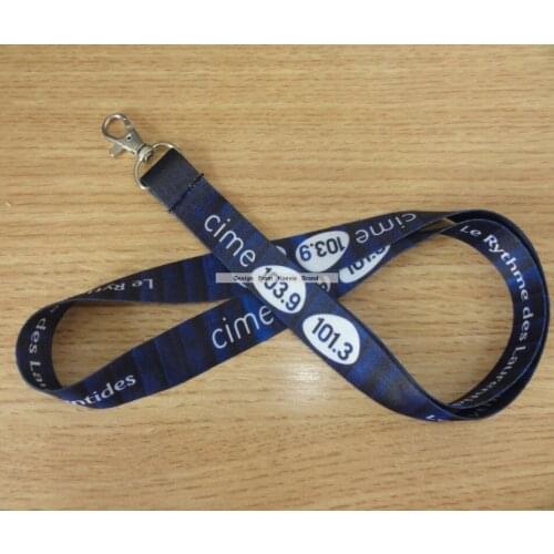 Hot Black Flat Polyester Neck Lanyard White Logo Website Text Custom Print Personal Cheap Lanyards For promotion Gift Strip
