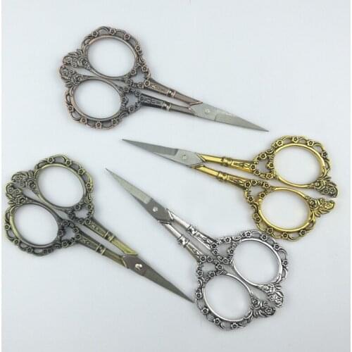 Quality Vintage Floral Pattern Scissors 4 Color Optional Blossom Tailor Scissor Antique Sewing Scissors for Fabric Tool