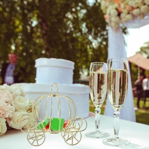 Creative Pumpkin Cart Decoration Golden Candy Box Pumpkin Cart Metal Candy Box Christmas Party Decoration Wedding Carriage Party