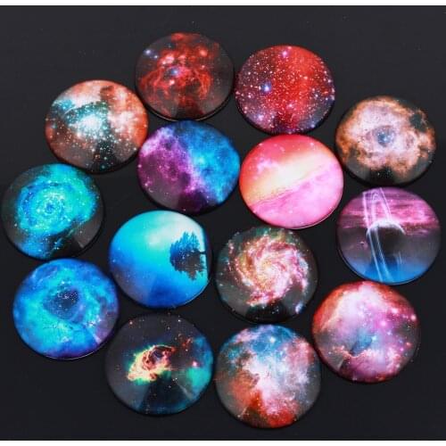 50pcs 8/10/12/16/20/40mm DIY Jewelry Handmade Materials Starry Style Round Glass Cabochon For Jewelry Making Accessories S037