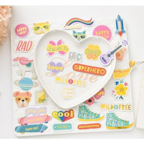 KSCRAFT Happy Day Colorful Cardstock Die Cuts for DIY scrapbooking/photo album/ Planner Decoration Crafts