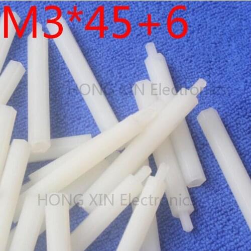 M3*45+6 white 1pcs 45mm Nylon Standoff Spacer Standard M3 Male-Female Standoff Kit Repair Set High Quality PC tool
